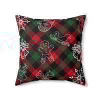 Image 2 of Christmas Plaid Spun Polyester Square Pillow, Christmas Home Decor Pillow