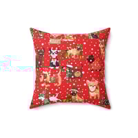 Image 5 of Dogs At Christmas Spun Polyester Square Pillow, Holiday Decor, Christmas Gift Idea for friends Or...
