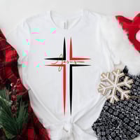 Image 1 of Red And Black Cross Jesus Unisex Jersey Short Sleeve Tee