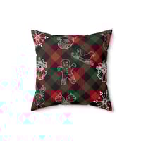 Image 4 of Christmas Plaid Spun Polyester Square Pillow, Christmas Home Decor Pillow