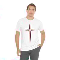 Image 2 of Red And Black Cross Jesus Unisex Jersey Short Sleeve Tee