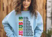 Image 1 of Christian Jesus Sweatshirt, Christian Easter Sweater, Names of Jesus Sweatshirt, Jesus Names Reli...