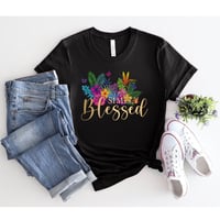 Image 1 of Personalized Blessed T-shirt, Inspirational Tee, Christian Gift, Religious Shirt, Floral Graphics...