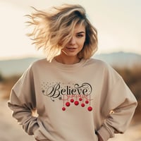 Image 4 of Believe Christmas Sweatshirt, Faith Christmas Sweatshirt, Christmas Sweater, Inspiring Christmas ...