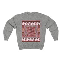 Image 3 of We Wish You a Merry Christmas Sweatshirt, Ugly Christmas Sweater, Women Ugly Christmas Sweater, U...