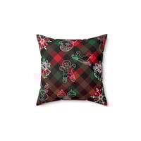 Image 10 of Christmas Plaid Spun Polyester Square Pillow, Christmas Home Decor Pillow