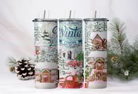 Image 1 of Merry Christmas Tumbler with Straw, Winter Tumbler, Christmas Tumbler for Her, Holiday Gift Idea,...