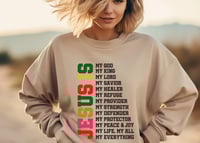 Image 4 of Christian Jesus Sweatshirt, Christian Easter Sweater, Names of Jesus Sweatshirt, Jesus Names Reli...