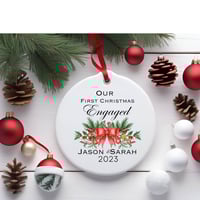 Image 1 of Our First Christmas Engaged 2023 Ornament, Personalized Christmas Ornament,  Engagement Christmas...