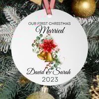 Image 2 of Our First Christmas Married 2023 Ornament, Personalized Christmas Ornament, Couple Names Christma...