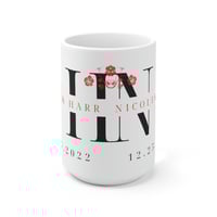Image 1 of Monogram Personalized Newlywed Mug, Wedding Gift Idea, Valentines Day Ceramic Mug 15oz