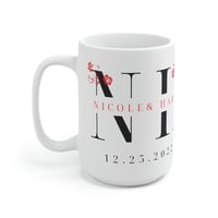 Image 2 of Monogram Personalized Newlywed Mug, Wedding Gift Idea, Valentines Day Ceramic Mug 15oz