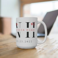 Image 4 of Monogram Personalized Newlywed Mug, Wedding Gift Idea, Valentines Day Ceramic Mug 15oz