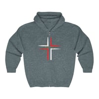 Image 3 of Red and White Cross Hoodie Sweatshirt, Jeus Text Hoodie, Inspiring, Christian Hoodie Unisex Heavy...