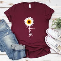 Image 1 of Personalized Faith T-Shirt, Christian Shirt, Religious Tee, Sunflower Faith shirt, Christian Appa...