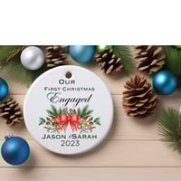 Image 6 of Our First Christmas Engaged 2023 Ornament, Personalized Christmas Ornament,  Engagement Christmas...
