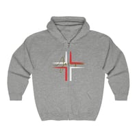 Image 5 of Jesus Red And White Cross Christmas Unisex Heavy Blend Full Zip Hooded Sweatshirt, Christian Chri...