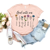 Image 2 of God Calls Me T-Shirt, Christian Shirt, Religious Tee, Sunflower Faith shirt, Christian Apparel, W...