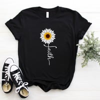 Image 2 of Personalized Faith T-Shirt, Christian Shirt, Religious Tee, Sunflower Faith shirt, Christian Appa...