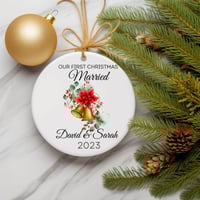 Image 7 of Our First Christmas Married 2023 Ornament, Personalized Christmas Ornament, Couple Names Christma...
