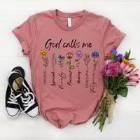 Image 3 of God Calls Me T-Shirt, Christian Shirt, Religious Tee, Sunflower Faith shirt, Christian Apparel, W...