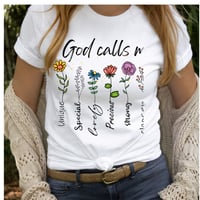 Image 4 of God Calls Me T-Shirt, Christian Shirt, Religious Tee, Sunflower Faith shirt, Christian Apparel, W...