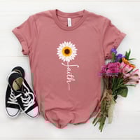 Image 3 of Personalized Faith T-Shirt, Christian Shirt, Religious Tee, Sunflower Faith shirt, Christian Appa...