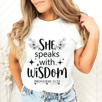Image 5 of She Speaks With Wisdom T-shirt, Christian Shirt For Women, Religious Tee, Proverbs 31 Woman shirt...
