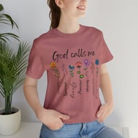 Image 5 of God Calls Me T-Shirt, Christian Shirt, Religious Tee, Sunflower Faith shirt, Christian Apparel, W...
