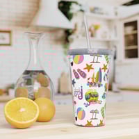 Image 3 of Beach Themed Plastic Tumbler with Straw