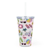 Image 4 of Beach Themed Plastic Tumbler with Straw