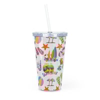 Image 6 of Beach Themed Plastic Tumbler with Straw