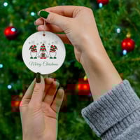 Image 1 of Merry Christmas Ceramic Ornament, Christmas Gnomes Tree Ornament, Gift For The Family Ornament, G...