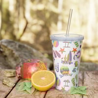 Image 8 of Beach Themed Plastic Tumbler with Straw
