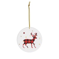 Image 2 of Red Plaid Christmas Ceramic Ornament, Vintage Christmas Truck Ceramic Ornament, Holiday Gift Idea...