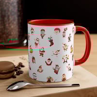 Image 1 of Colorful Accent Christmas 11 oz Coffee Mug, Christmas Coffee Mug, Holiday Gift Idea, All Over Pri...