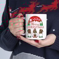 Image 1 of Merry Christmas Ceramic Mug 11oz, Christmas Gnomes Coffee Mug, Holiday Gift Idea, Christmas Coffe...