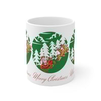 Image 2 of Christmas Santa With Reindeers 11 oz Ceramic Mug, Christmas Gift Idea, Holiday Coffee Ceramic Mugs.
