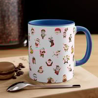 Image 4 of Colorful Accent Christmas 11 oz Coffee Mug, Christmas Coffee Mug, Holiday Gift Idea, All Over Pri...