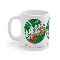 Image 3 of Christmas Santa With Reindeers 11 oz Ceramic Mug, Christmas Gift Idea, Holiday Coffee Ceramic Mugs.