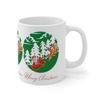 Image 4 of Christmas Santa With Reindeers 11 oz Ceramic Mug, Christmas Gift Idea, Holiday Coffee Ceramic Mugs.
