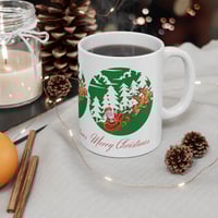Image 5 of Christmas Santa With Reindeers 11 oz Ceramic Mug, Christmas Gift Idea, Holiday Coffee Ceramic Mugs.