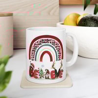 Image 6 of Believe Christmas Mug, Retro Christmas Rainbow Mug, Christmas Coffee Mug, Holiday Gift Idea, Gift...
