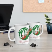 Image 6 of Christmas Santa With Reindeers 11 oz Ceramic Mug, Christmas Gift Idea, Holiday Coffee Ceramic Mugs.