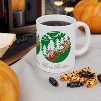Image 7 of Christmas Santa With Reindeers 11 oz Ceramic Mug, Christmas Gift Idea, Holiday Coffee Ceramic Mugs.
