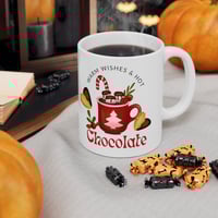Image 7 of Warm Wishes And Hot Chocolat Christmas Mug, Holiday Gift Idea, Christmas Coffee Ceramic Mug 11oz
