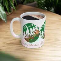 Image 9 of Christmas Santa With Reindeers 11 oz Ceramic Mug, Christmas Gift Idea, Holiday Coffee Ceramic Mugs.