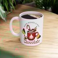Image 9 of Warm Wishes And Hot Chocolat Christmas Mug, Holiday Gift Idea, Christmas Coffee Ceramic Mug 11oz