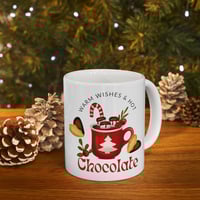 Image 10 of Warm Wishes And Hot Chocolat Christmas Mug, Holiday Gift Idea, Christmas Coffee Ceramic Mug 11oz