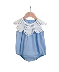 Image 1 of Sunday Scallop Romper - Baby Blue